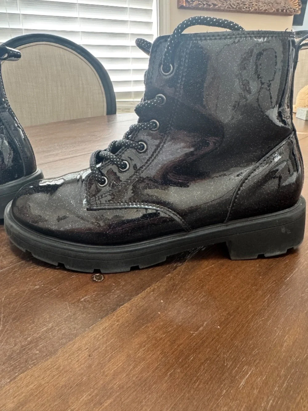 Girls glitter Combat boots